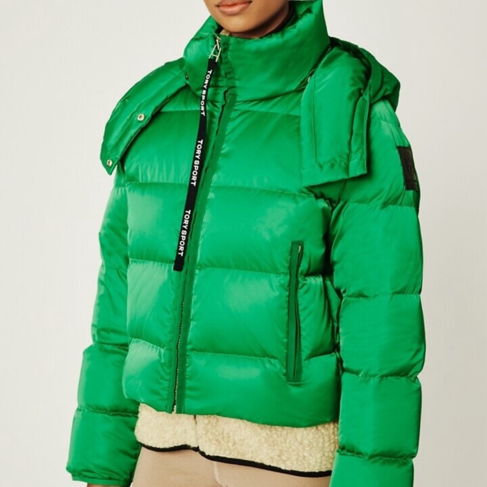 NWT Tory Burch Cropped performance satin down jacket size L